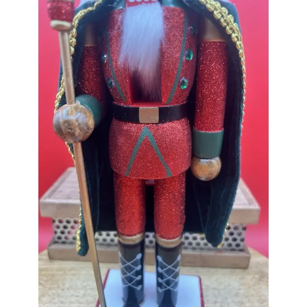 2020 Red Glitter King Guard Nutcracker Gold Wooden Christmas Holiday Cape 14
